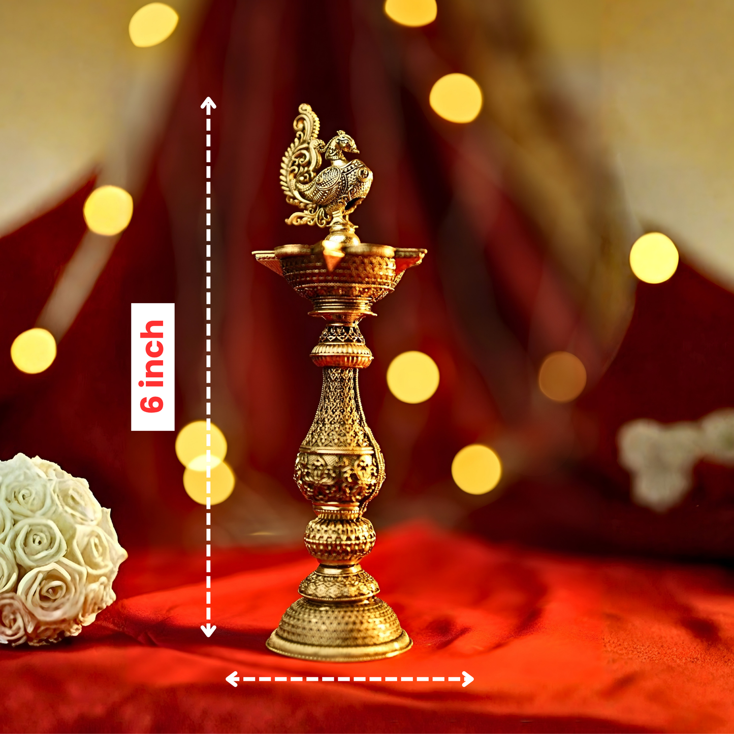 The Regal Peacock – Five Diya Stand