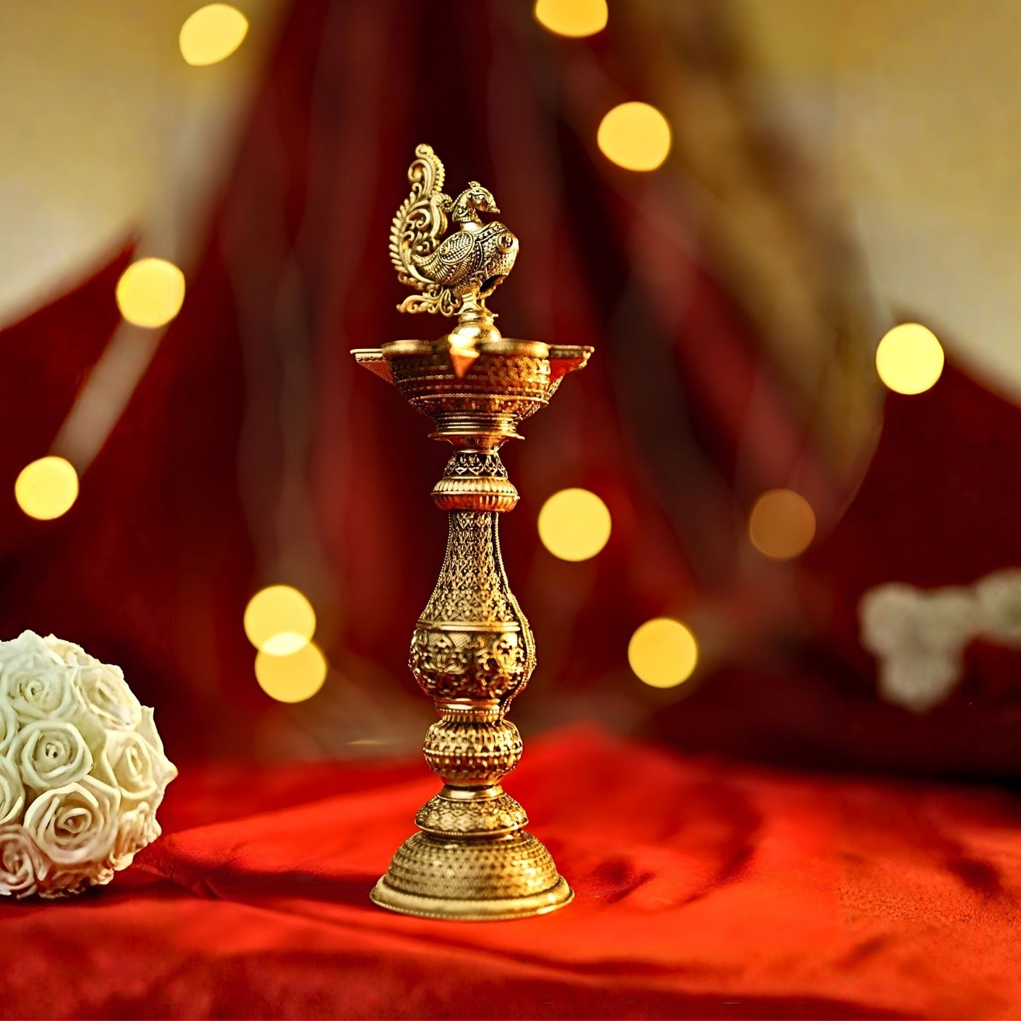 The Regal Peacock – Five Diya Stand
